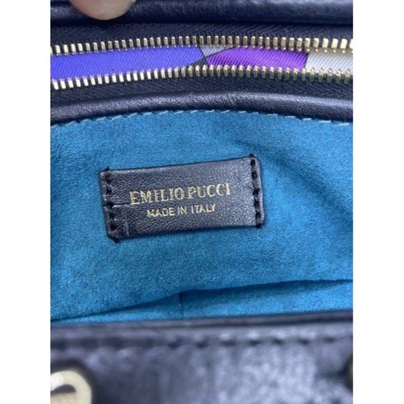 Emilio Pucci Medium City Marquise Top Handle Black Leather Shoulder Bag - Picture 9 of 12